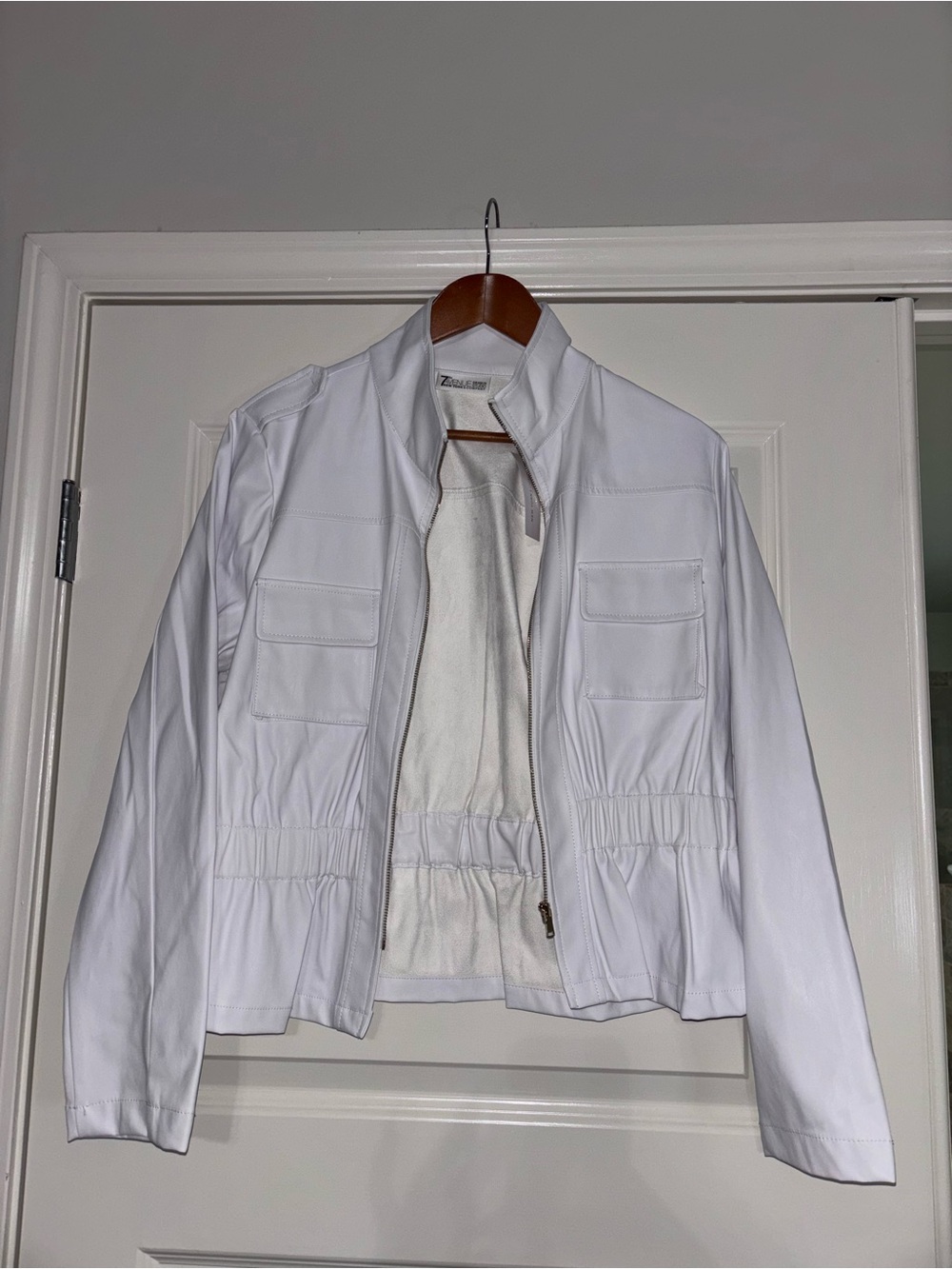 White Women's Utility Zip Jacket
